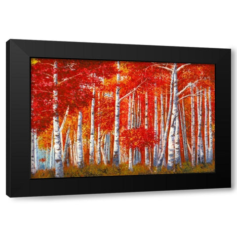 Bosco di betulle Black Modern Wood Framed Art Print with Double Matting by Masera, Angelo