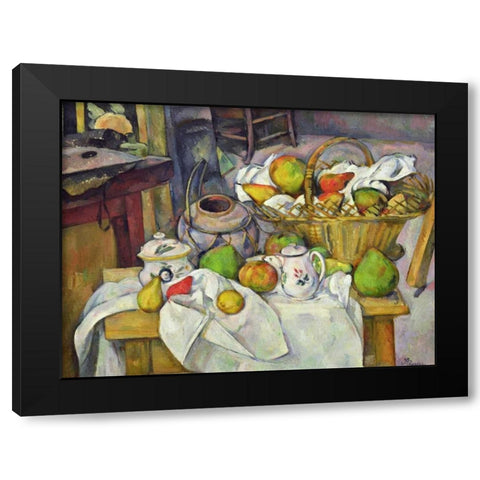 Still Life with Basket (detail) Black Modern Wood Framed Art Print by Cezanne, Paul