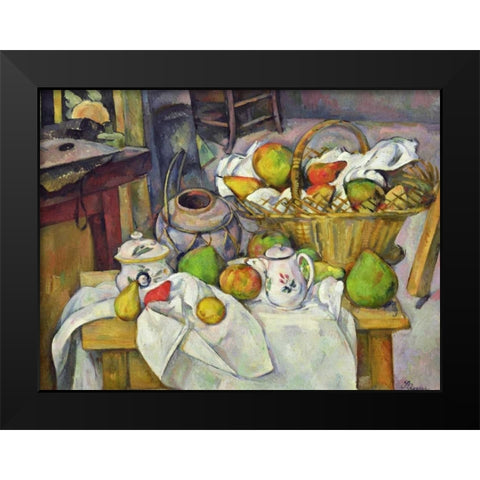 Still Life with Basket (detail) Black Modern Wood Framed Art Print by Cezanne, Paul