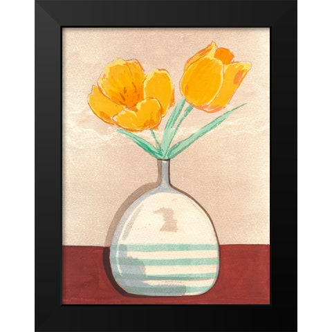 Vase with Tulips I Black Modern Wood Framed Art Print by Dupree, Pat