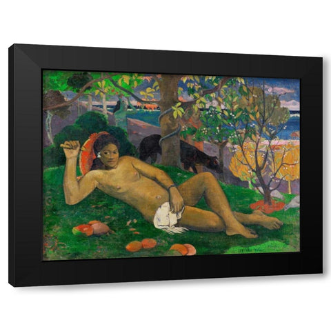 Te arii vahine (The Kings Wife) Black Modern Wood Framed Art Print with Double Matting by Gauguin, Paul