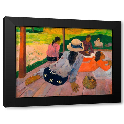 The Siesta Black Modern Wood Framed Art Print with Double Matting by Gauguin, Paul
