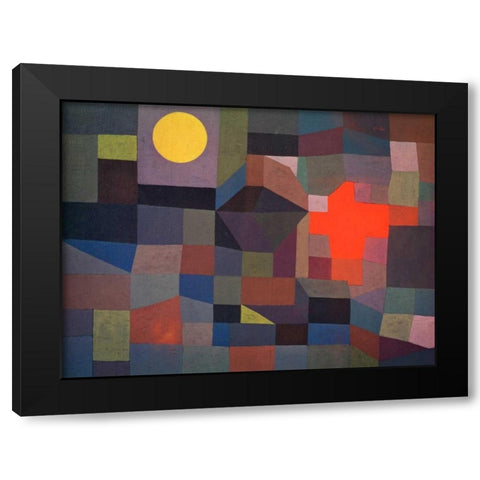 Fire at Full Moon Black Modern Wood Framed Art Print with Double Matting by Klee , Paul