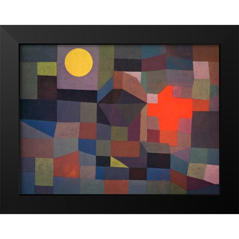 Fire at Full Moon Black Modern Wood Framed Art Print by Klee , Paul