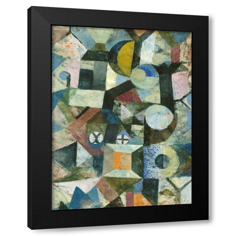Composition with the Yellow Half-Moon and the Y Black Modern Wood Framed Art Print with Double Matting by Klee, Paul