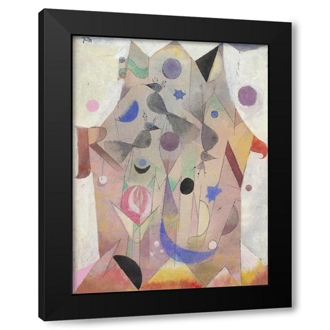 Persian Nightingales Black Modern Wood Framed Art Print with Double Matting by Paul, Klee