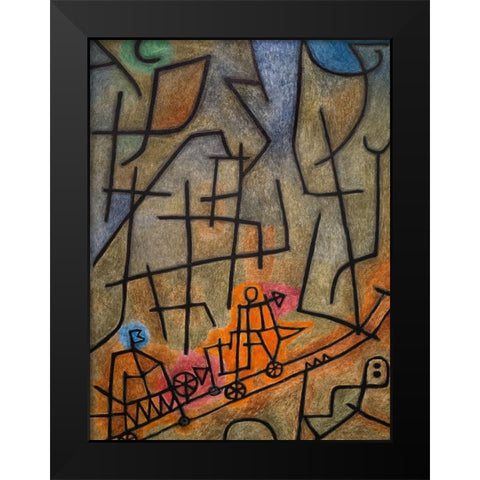 Conquest of the Mountain Black Modern Wood Framed Art Print by Paul, Klee