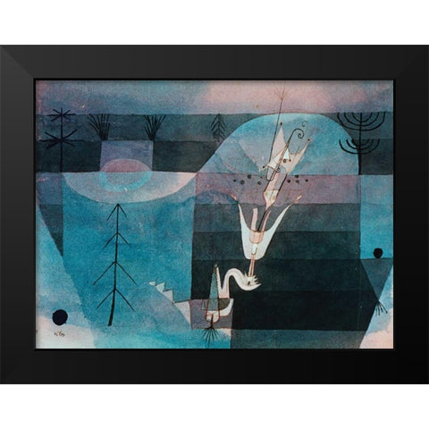 Wallflower (detail) Black Modern Wood Framed Art Print by Klee, Paul