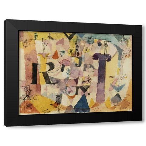 Stylish Ruins (detail) Black Modern Wood Framed Art Print with Double Matting by Klee, Paul