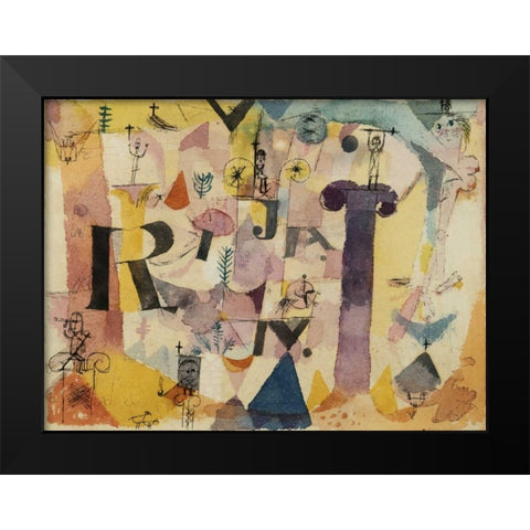 Stylish Ruins (detail) Black Modern Wood Framed Art Print by Klee, Paul