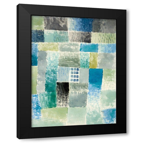 First house in a settlement Black Modern Wood Framed Art Print with Double Matting by Klee, Paul