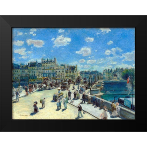 Pont Neuf Paris Black Modern Wood Framed Art Print by Renoir, Pierre-Auguste