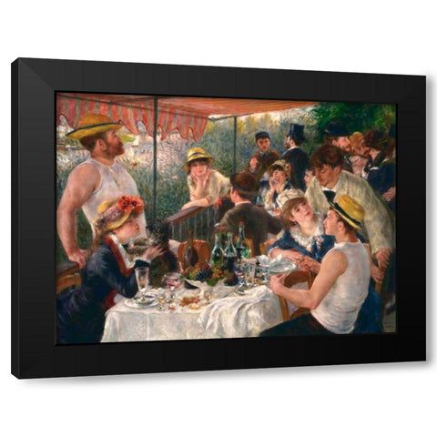 Luncheon of the Boating Party Black Modern Wood Framed Art Print with Double Matting by Renoir, Pierre-Auguste
