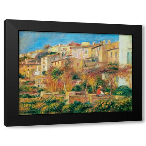 Terrace a Cagnes sur Mer Black Modern Wood Framed Art Print by Renoir, Pierre-Auguste