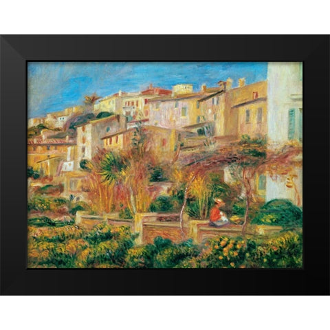 Terrace a Cagnes sur Mer Black Modern Wood Framed Art Print by Renoir, Pierre-Auguste