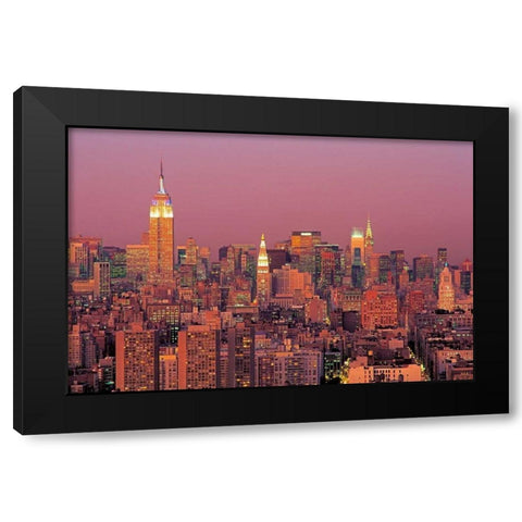 Sunset over Manhattan Black Modern Wood Framed Art Print with Double Matting by Berenholtz, Richard