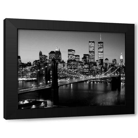 Brooklyn Bridge NYC Black Modern Wood Framed Art Print with Double Matting by Berenholtz, Richard
