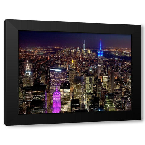 Midtown and Lower Manhattan at night Black Modern Wood Framed Art Print with Double Matting by Berenholtz, Richard