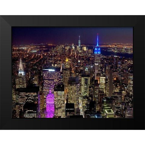 Midtown and Lower Manhattan at night Black Modern Wood Framed Art Print by Berenholtz, Richard