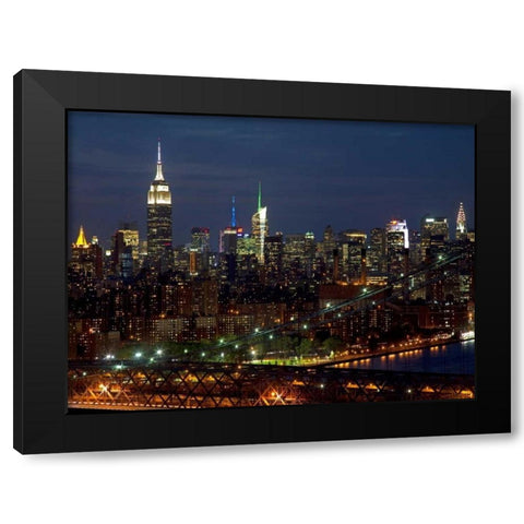 Midtown Manhattan at night Black Modern Wood Framed Art Print with Double Matting by Berenholtz, Richard