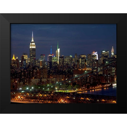 Midtown Manhattan at night Black Modern Wood Framed Art Print by Berenholtz, Richard