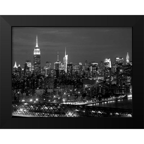 Midtown Manhattan at night Black Modern Wood Framed Art Print by Berenholtz, Richard