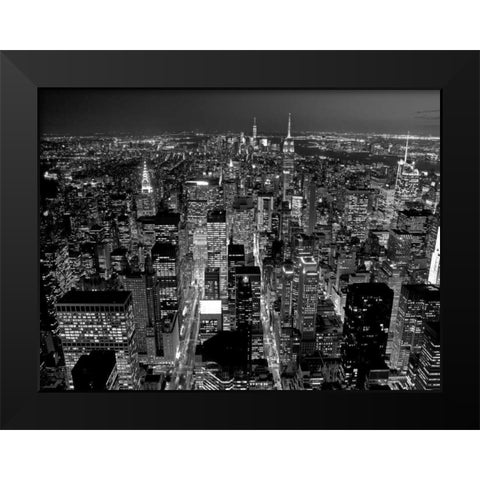 Midtown Manhattan at night Black Modern Wood Framed Art Print by Berenholtz, Richard