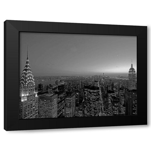 Midtown and Lower Manhattan at dusk Black Modern Wood Framed Art Print with Double Matting by Berenholtz, Richard