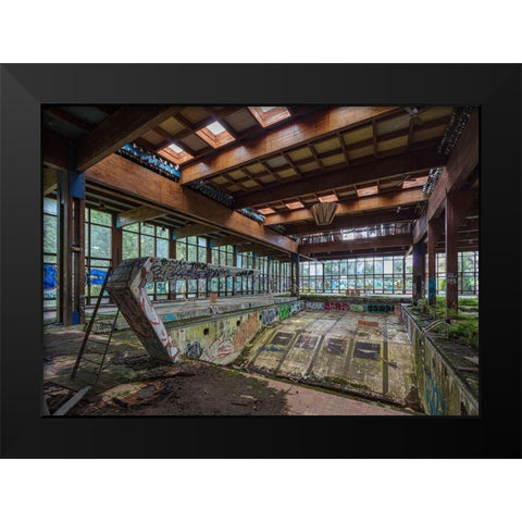 Abandoned Resort Pool, Upstate NY Black Modern Wood Framed Art Print by Berenholtz, Richard