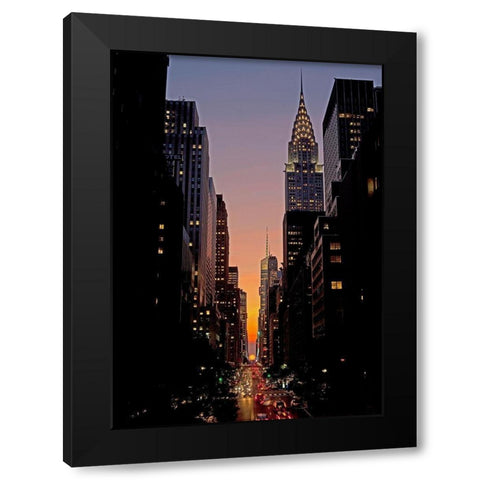 Manhattanhenge Black Modern Wood Framed Art Print with Double Matting by Berenholtz, Richard