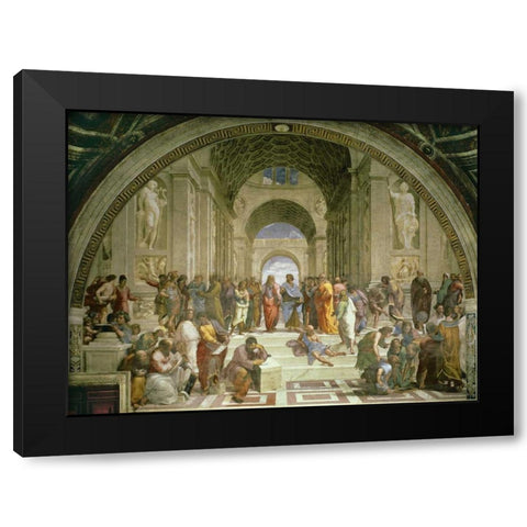 Scuola di Atene Black Modern Wood Framed Art Print by Raffaello