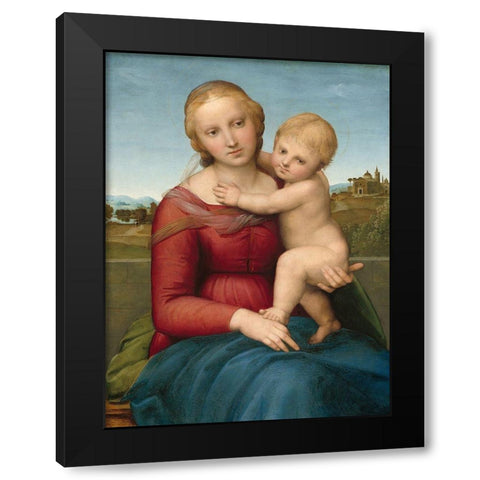 The Small Cowper Madonna Black Modern Wood Framed Art Print by Raffaello