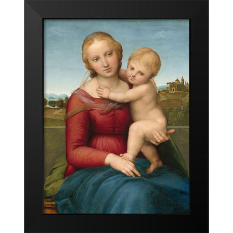 The Small Cowper Madonna Black Modern Wood Framed Art Print by Raffaello
