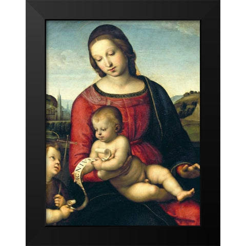 Madonna Terranuova Black Modern Wood Framed Art Print by Raffaello