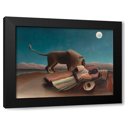 La Bohemienne endormie Black Modern Wood Framed Art Print by Rousseau, Henri