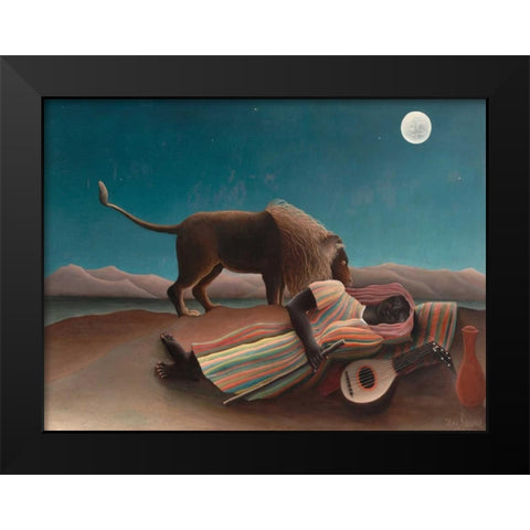 La Bohemienne endormie Black Modern Wood Framed Art Print by Rousseau, Henri