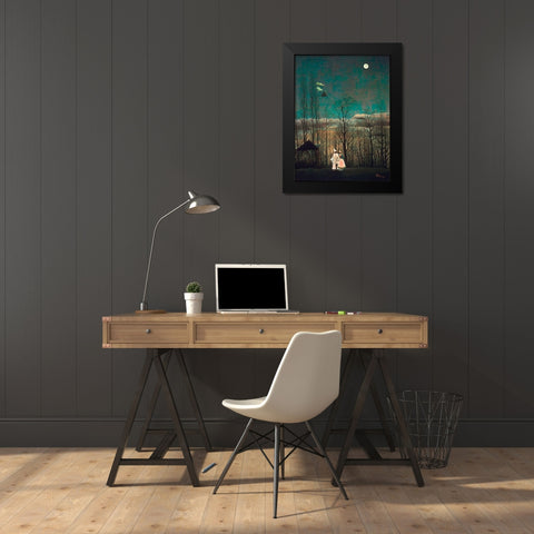 Carnival Evening Black Modern Wood Framed Art Print by Rousseau, Henri