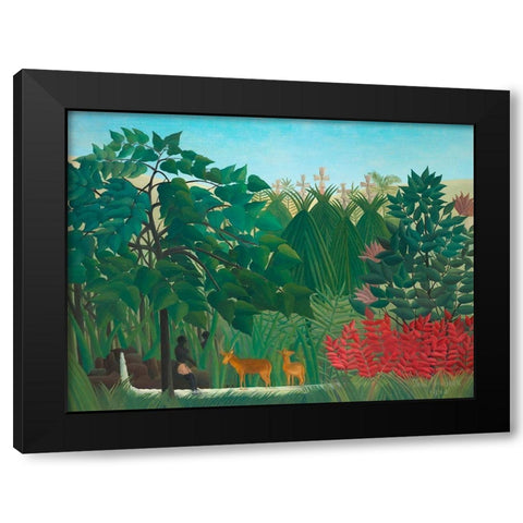 The Waterfall Black Modern Wood Framed Art Print by Rousseau, Henri
