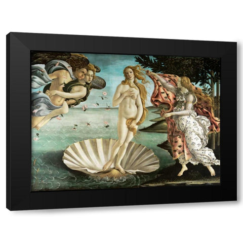 La nascita di Venere Black Modern Wood Framed Art Print with Double Matting by Botticelli, Sandro