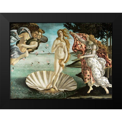 La nascita di Venere Black Modern Wood Framed Art Print by Botticelli, Sandro