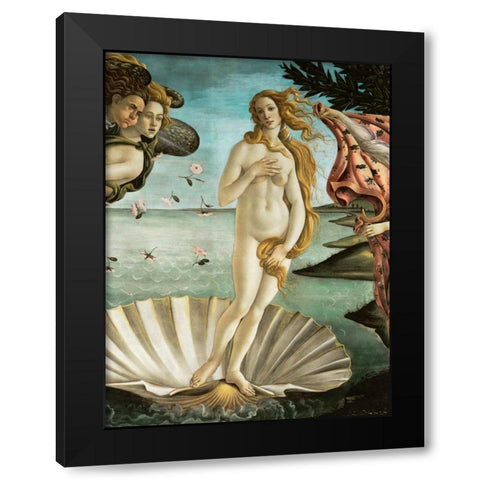 La nascita di Venere (detail) Black Modern Wood Framed Art Print by Botticelli, Sandro