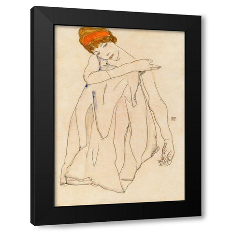 The Dancer Black Modern Wood Framed Art Print with Double Matting by Schiele, Egon