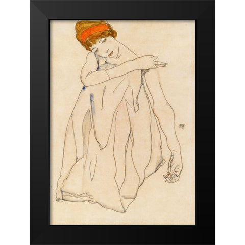 The Dancer Black Modern Wood Framed Art Print by Schiele, Egon