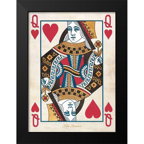 Queen of Hearts Black Modern Wood Framed Art Print by Sandro, Ferrari