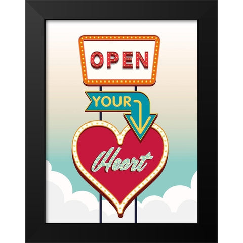 Open your heart Black Modern Wood Framed Art Print by Steven, Hill