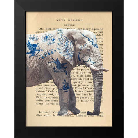 Tattooed Savannah I Black Modern Wood Framed Art Print by Hill, Steven