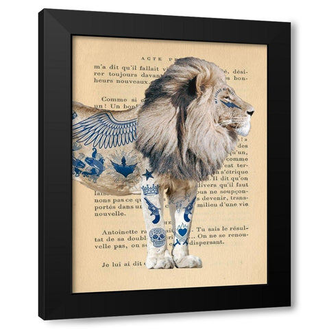 Tattooed Savannah II Black Modern Wood Framed Art Print with Double Matting by Hill, Steven