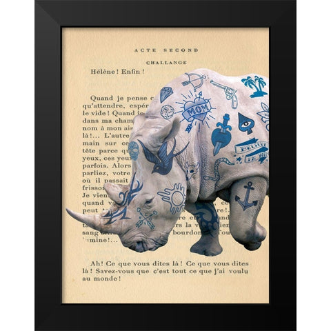 Tattooed Savannah III Black Modern Wood Framed Art Print by Hill, Steven