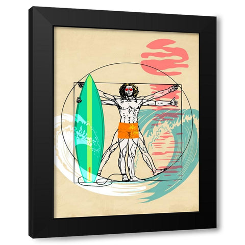 Cogito Ergo Surf Black Modern Wood Framed Art Print with Double Matting by Hill, Steven