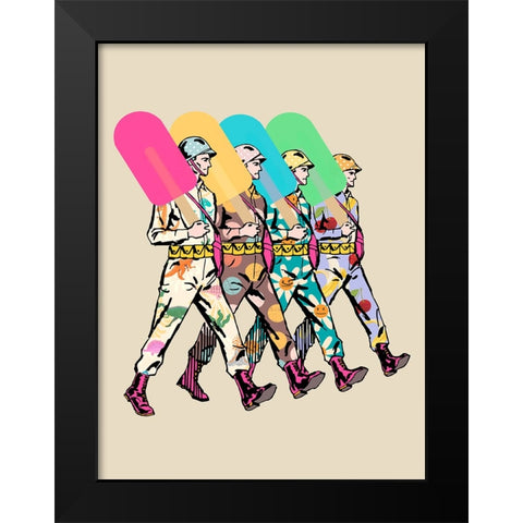 No War Army Black Modern Wood Framed Art Print by Hill, Steven